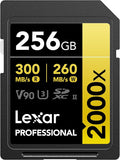 Lexar 256GB Professional 2000x SD Card, Full HD, by Lexar