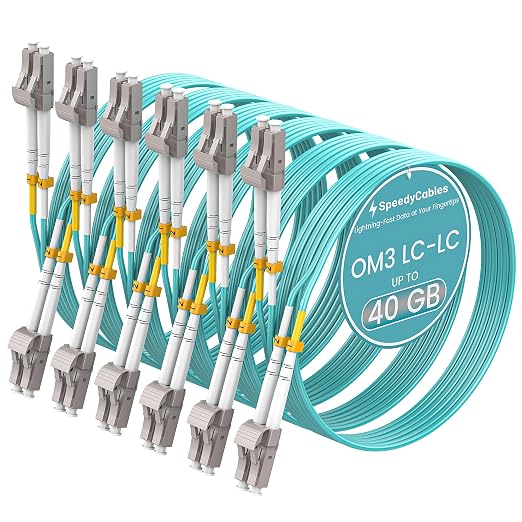 SpeedyCables- LC to LC Fiber Patch Cable 0.5m/1.6ft 6-Pack, OM3 Multimode by SpeedyCables