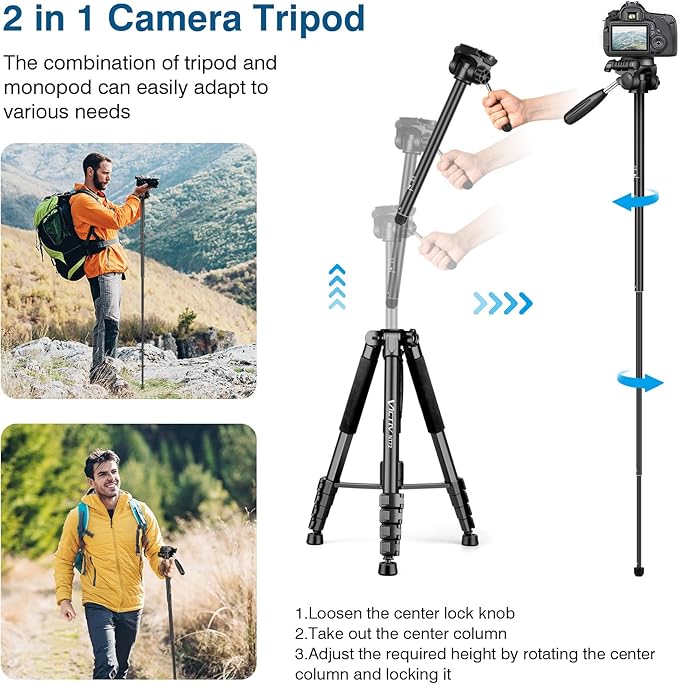 Tripod for Camera, Professional Heavy Duty Compact Camera Stand for Phone - Image 4