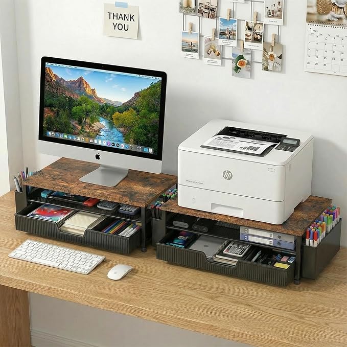 ECOLOVI Desk Organizer and Accessories, 2-Tier Computer Monitor Stand Rise - Image 8
