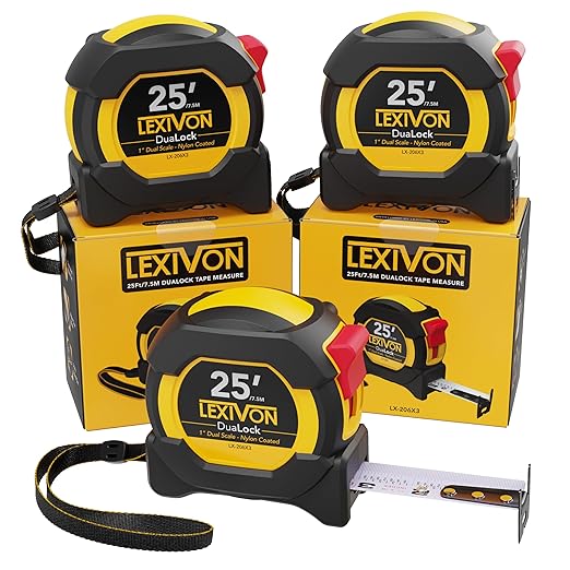 LEXIVON 25Ft/7.5m DuaLock Tape Measure | 1-Inch Wide Blade by LEXIVONTools