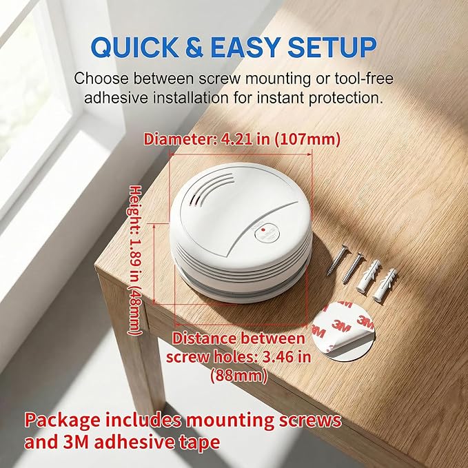 12 Pack Photoelectric Smoke Detector, 10-Year Battery Operated Fire Alarm - Image 2