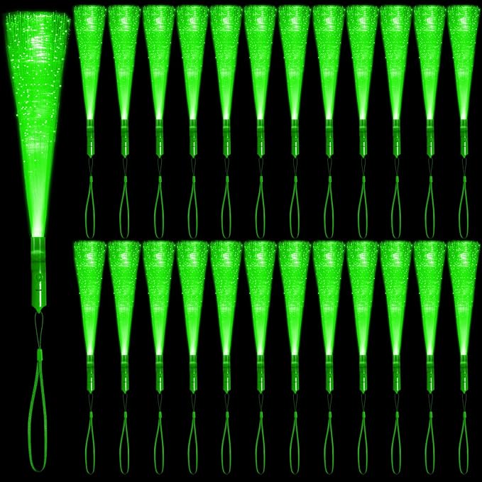 36 Pack Green Glow Sticks Light Up Fiber Optic Stick Glow Wands Bulk by NUDALA