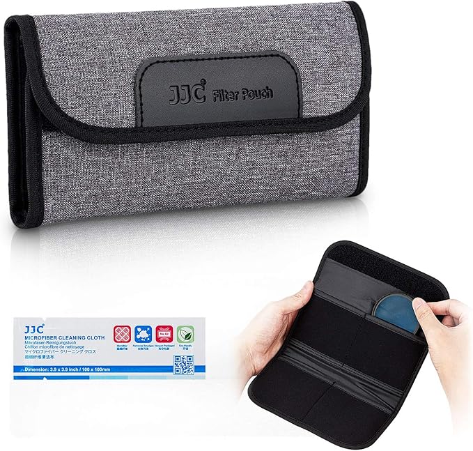 JJC 4 Pockets Filter Case for Round Filter Up to 58mm, Foldout Lens Filter Pouch by JJC