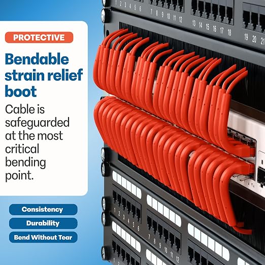 Everest Ultra Slim Cat6a Ethernet Patch Cables 6ft Orange - Image 3