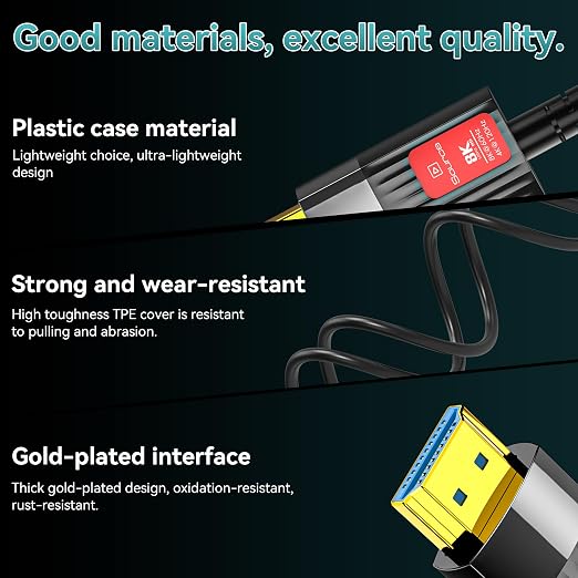 Fiber Optic HDMI Cable 65FT/20M, Long HDMI 2.1 Cable Support 48Gbps High Speed - Image 4