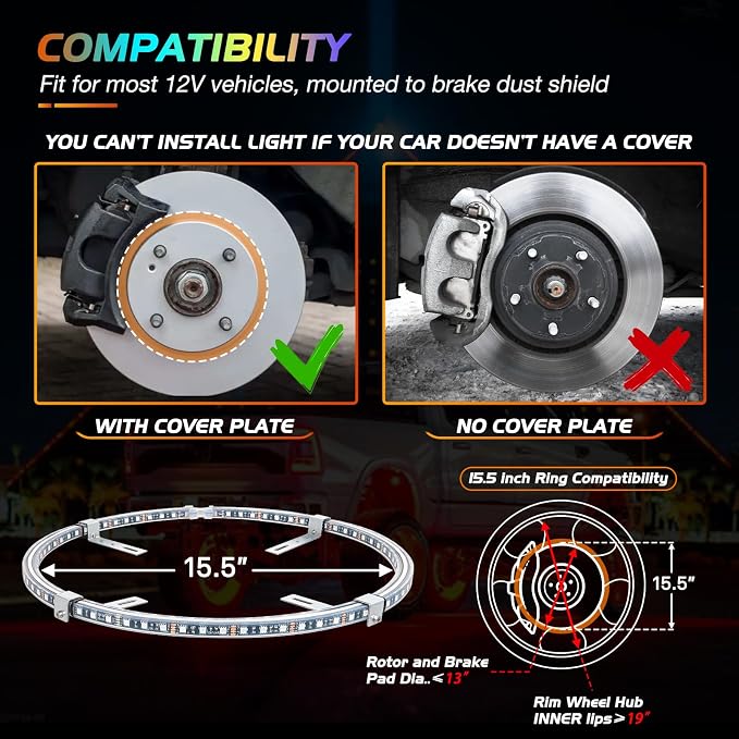 Nilight 4PCS 15.5inch Double Row LED Wheel Ring Lights RGB - Image 5