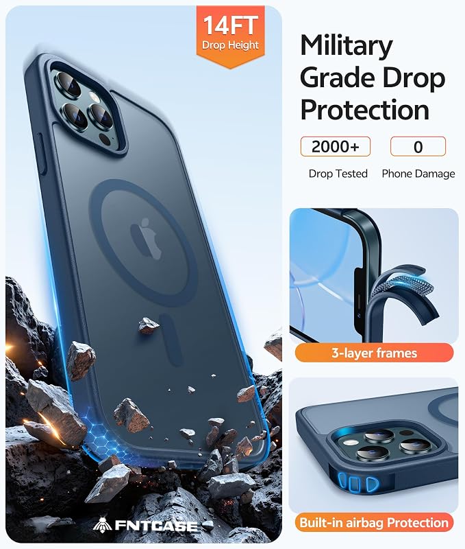 FNTCASE for iPhone 12 Pro Max Case: Translucent Matte Magnetic Phone Cover - Image 5
