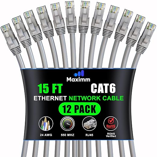 Maximm Cat 6 Ethernet Cable - 15 ft - High-Speed LAN by MaximmCable