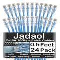 Jadaol UL Listed Patch Cables Cat 6a / Cat 6 0.5 ft 24-Pack, 10Gbps 550MHz Slim by Jadaol
