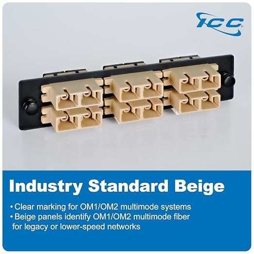 ICC SC-SC Fiber Optic Adapter Panel, LGX Compatible, 12 Fibers, Push Fasteners - Image 4