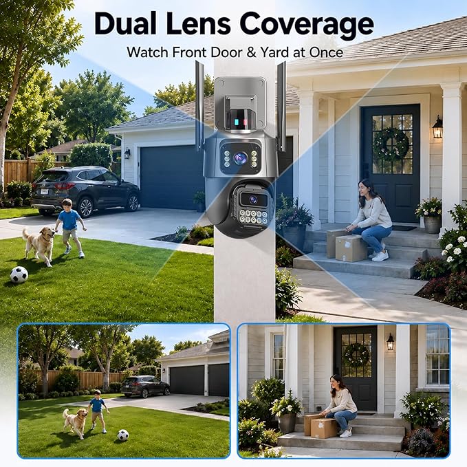 Outdoor Camera, Dual Lens PTZ 6MP Security Camera Outdoor, 6X Digital Zoom - Image 2