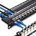 24 Port RJ45 Patch Panel Cat6 STP Feed Through, Coupler Network Panel 19 Inch by Lysymixs