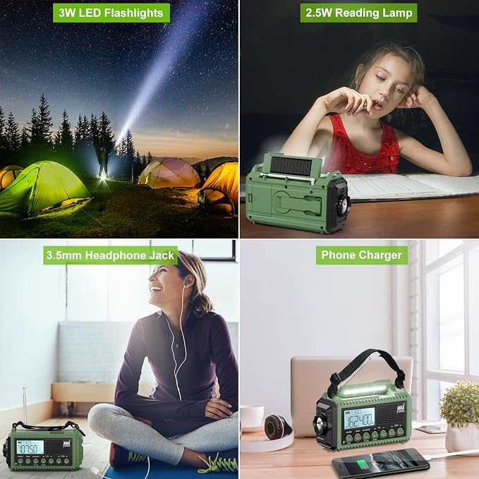 Raynic Emergency Radio, 12000mAh/44400mWh Battery Operated Weather Radio - Image 3