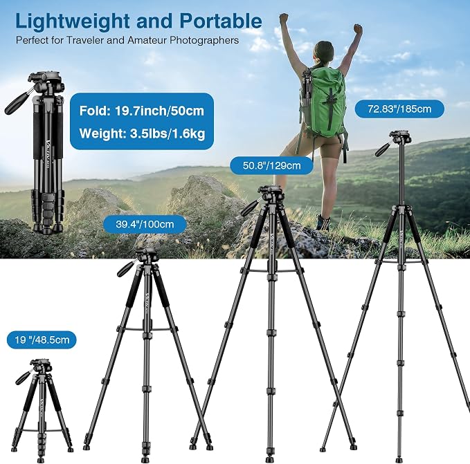 Tripod for Camera, Professional Heavy Duty Compact Camera Stand for Phone - Image 2