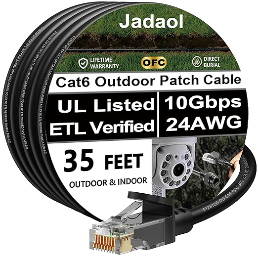 Jadaol Cat 6 Ethernet Cable 35 ft, Outdoor&Indoor, Support Cat8/7 Network LAN by Jadaol