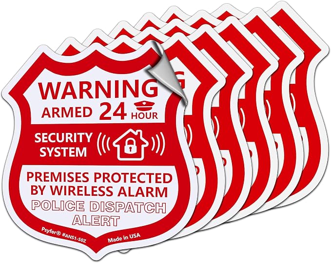 Psyfer® 6 Pack - Alarm Security Outdoor UV Waterproof Window Stickers by Psyfer