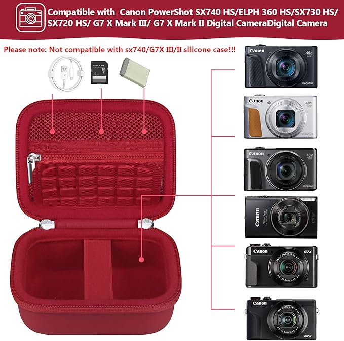 Hard Carrying Case for Canon PowerShot SX740 HS/ELPH 360 HS/ SX730 HS/ SX720 - Image 2