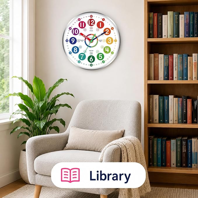 Roymnie Wall Clock Teaching Time Wall Clocks Battery Operated Silent Non Ticking - Image 6