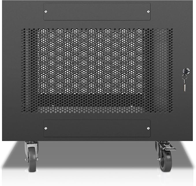 Sound Town 8U Universal Steel Rack, w/Mesh Doors, Locking Casters, Vented Side - Image 7