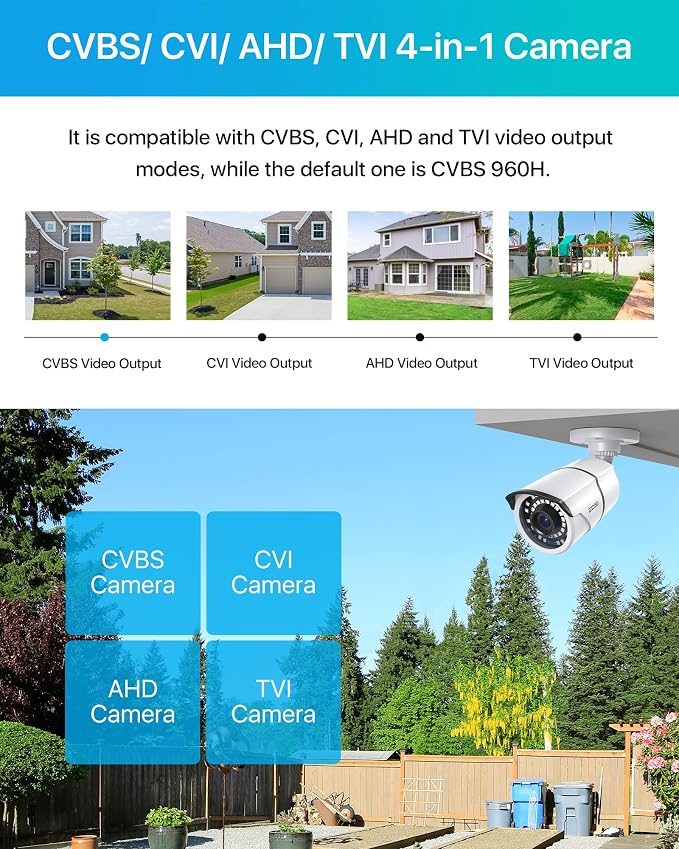 ZOSI 2MP 1080p Security Camera, 4-in-1 TVI/CVI/AHD/CVBS Surveillance Bullet - Image 5