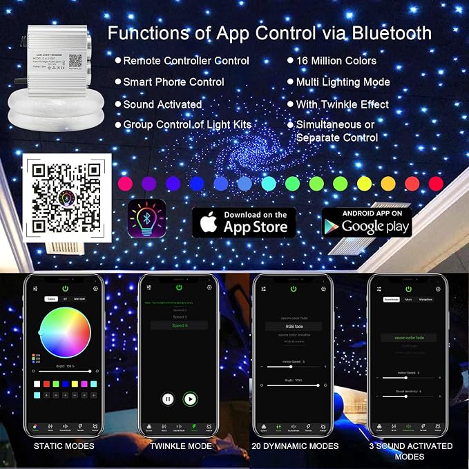 AKEPO 16W Dual Head Twinkle Fiber Optic Lights Kit, Car Home Use Star Ceiling - Image 2