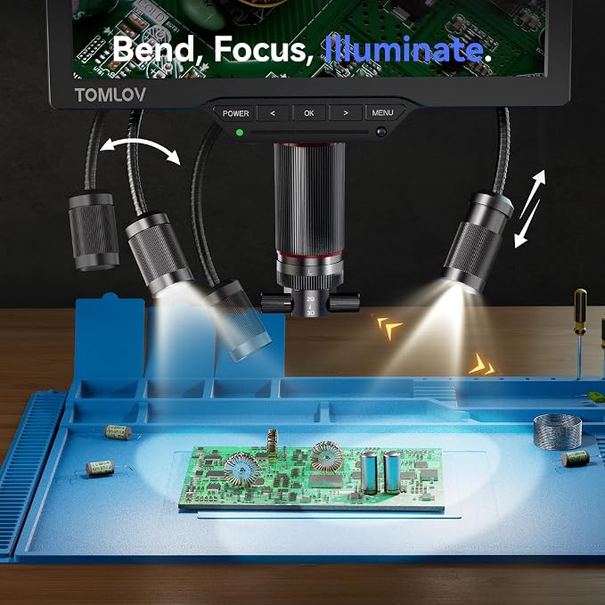 TOMLOV 3D Digital Microscope for Soldering: Magnetic Dual Lens Micro Scope - Image 8