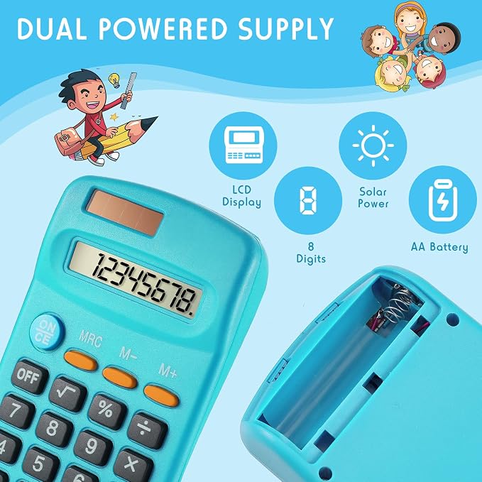 Weewooday 30 Pieces Small Basic Calculator Bulk 8 Digit Solar Battery Dual - Image 4