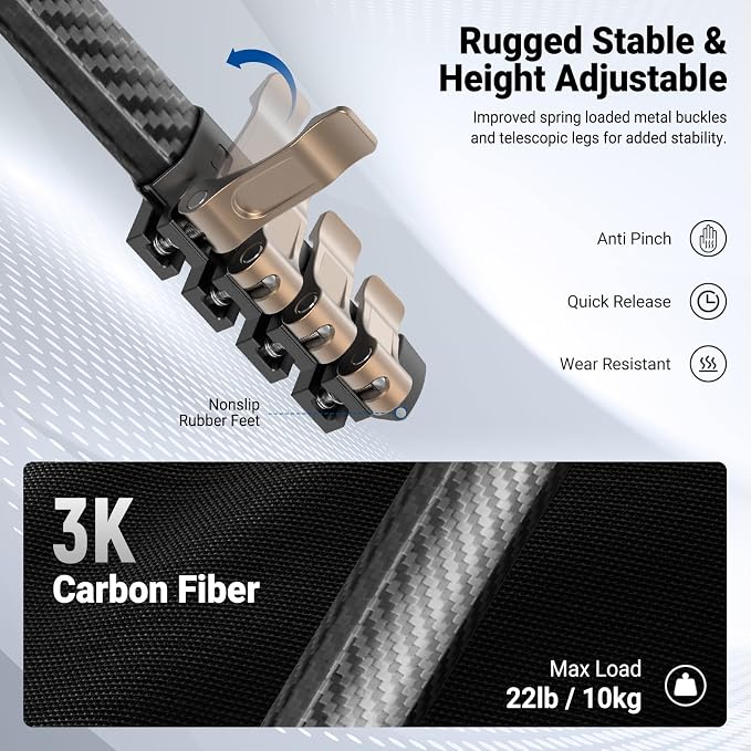 NEEWER LITETRIP Carbon Fiber Travel Tripod - Image 4
