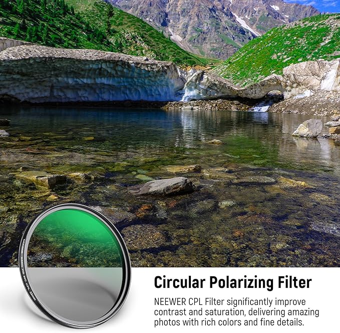 NEEWER 55mm Polarizer Filter, 24 Layer Multi Resistant Nano Coated MC CPL - Image 2
