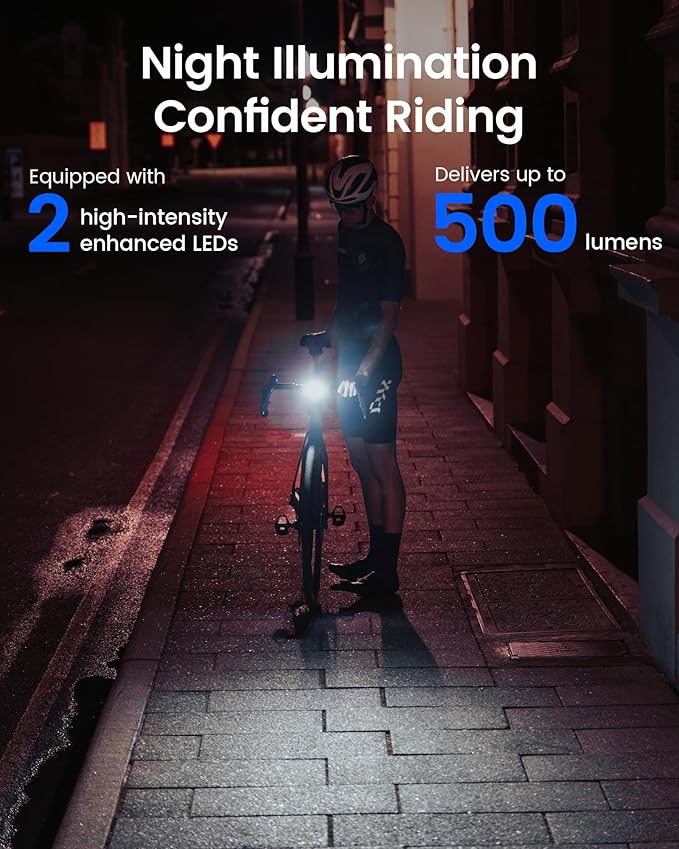 RAVEMEN FR500 Bike Front Light for Night Daytime Riding, Compatible - Image 2