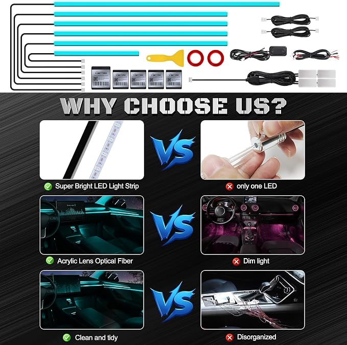 RGB Acrylic Interior Car LED Strip Light - Image 5