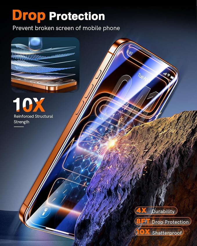 LK 2 Pack for iPhone 17 Pro Max Screen Protector Tempered Glass, Military Grade - Image 3