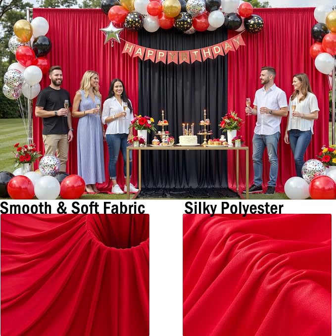 50ft x 12ft Wrinkle Free Red Backdrop Curtains - Image 4