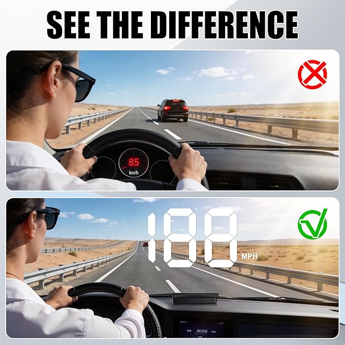 SINGARO Heads up Display for Cars, USB Plug Digital GPS HUD Speedometer - Image 6