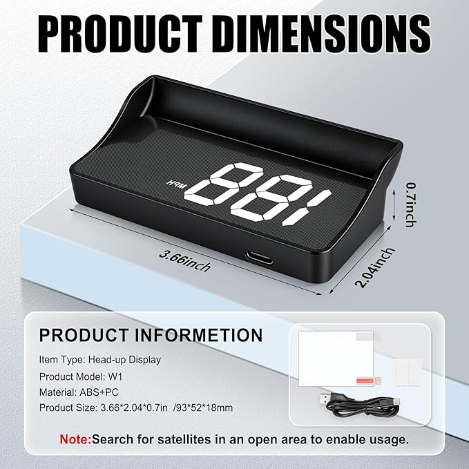SINGARO Heads up Display for Cars, USB Plug Digital GPS HUD Speedometer - Image 2