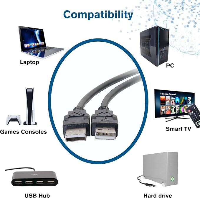 Legrand - C2G USB A to A Cable, 3.3 Foot Data Transfer Cable, C2G 28105 - Image 3