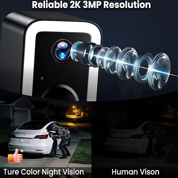 【2 Pack】Security Cameras Wireless Outdoor, Color Night Vision Even in the Dark - Image 3