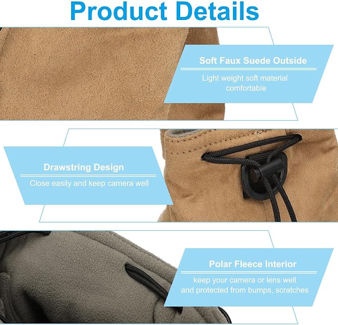 PATIKIL Camera Lens Pouch, M Size Drawstring Lens Case Flannel Camera Lens - Image 3