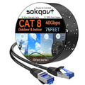 Sokqovt Cat 8 Ethernet Cable Slim 75ft Outdoor&Indoor, Pure Copper Cat8 by Unknown