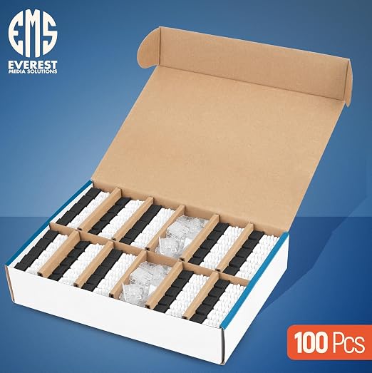 Everest 90° Angled RJ45 Cat6 Keystone Jacks 100-Pack in Black - Image 3