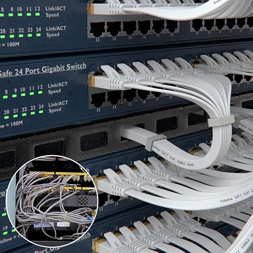 Folishine Cat6 Ethernet Cable 20 ft, Flat Design High Speed - Image 6