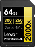 Lexar 64GB Professional 2000x SD Card, Full HD, by Lexar