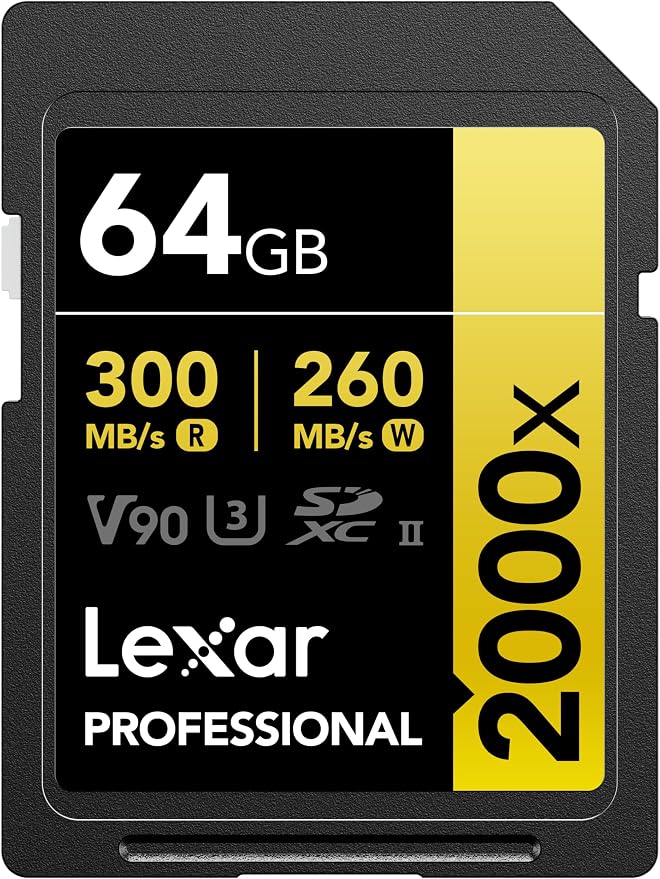 Lexar 64GB Professional 2000x SD Card, Full HD, by Lexar