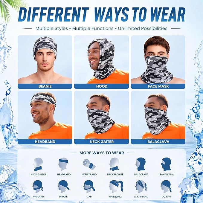 Geyoga 6 Pieces Summer UV Protection Cooling Neck Gaiter Face Clothing Neck - Image 5