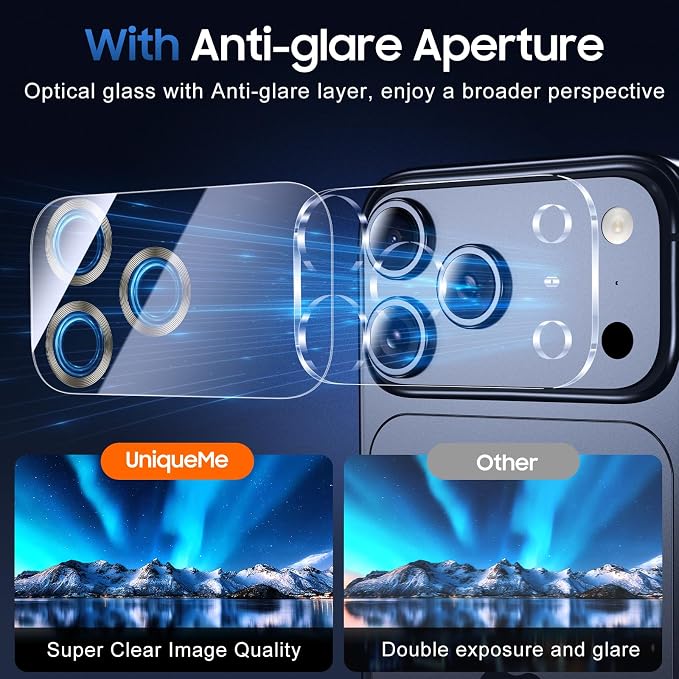 UniqueMe Compatible for 3 Pack iPhone 17 Pro Camera Lens Protector - Image 4