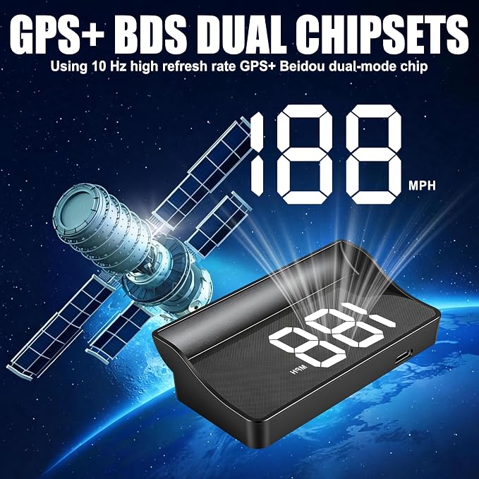 SINGARO Heads up Display for Cars, USB Plug Digital GPS HUD Speedometer - Image 4