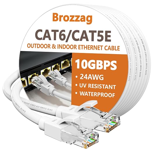 Ethernet Cable 200ft For Cat6/Cat5E, 10Gbps Compatible by Brozzag