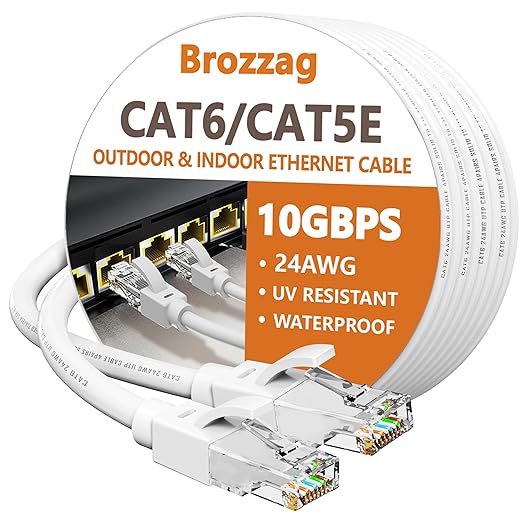 Ethernet Cable 100ft For Cat6/Cat5E, 10Gbps Compatible by Brozzag