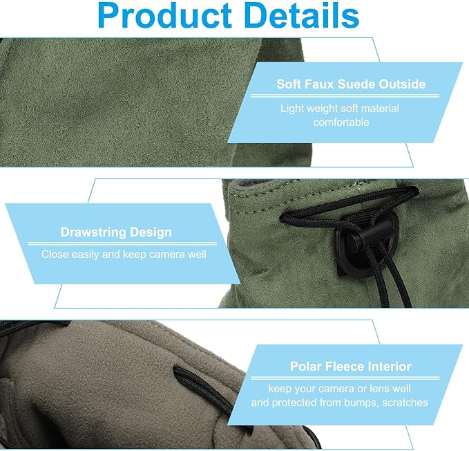 PATIKIL 6.3 x 4.3 Inch Camera Lens Pouch, S Size Drawstring Lens Case Flannel - Image 3